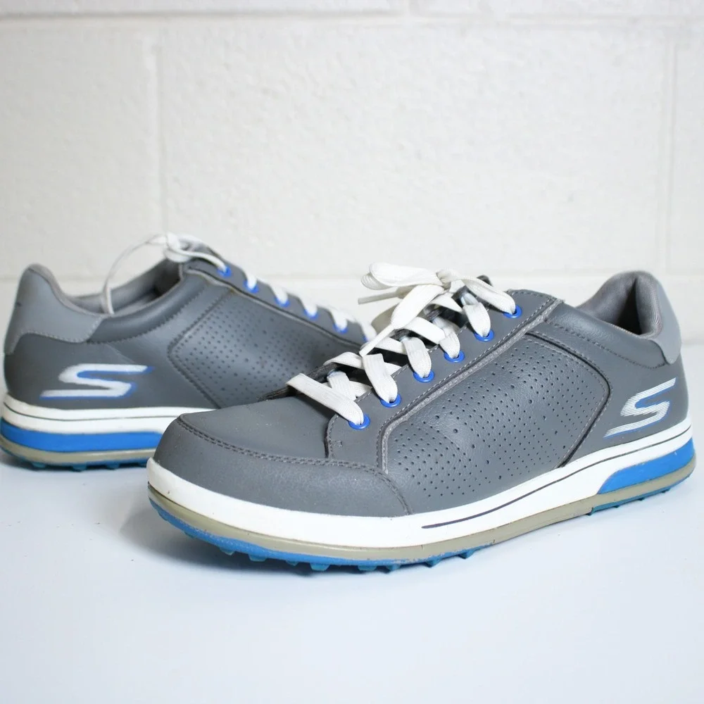 Skechers Performance GoGolf Drive Golf Shoes Sneakers Soft Spikes Gray Blue 9.5
